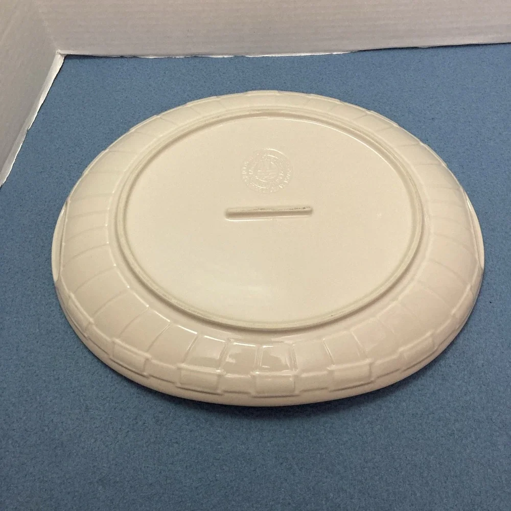 Longaberger Pottery Woven Traditions Ivory Contour Serving Platter w/Handles